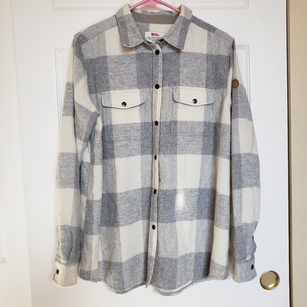Fjallraven Gray and White Plaid Button Down Shirt